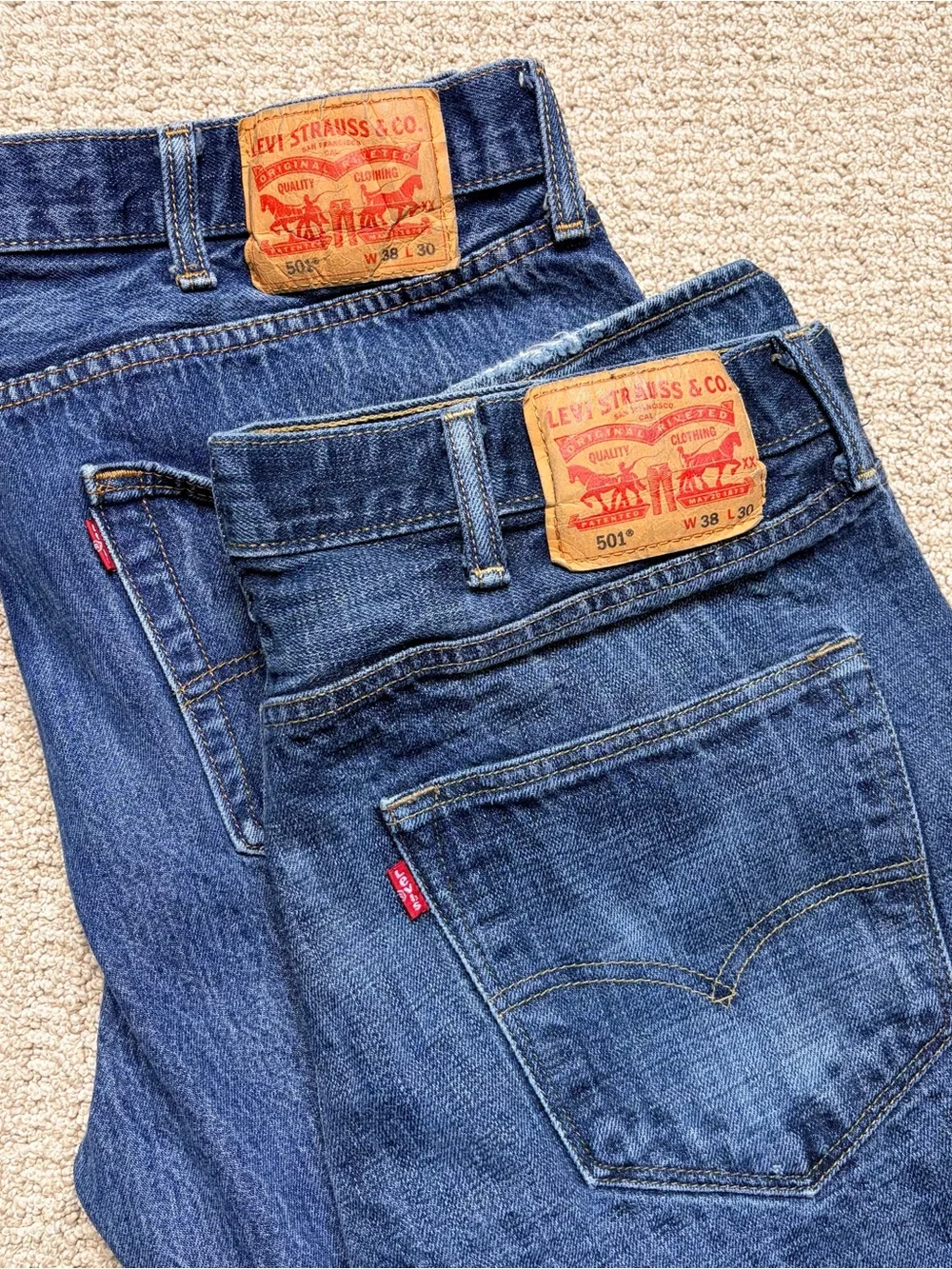 Levi's 501 Mens 38x30‎ Original Fit Jeans Blue Button Fly Denim Pant